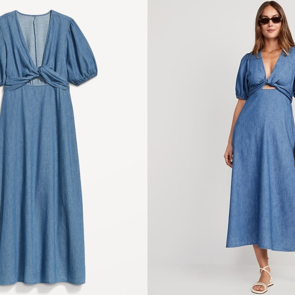 NWT OLD NAVY fit&flare twist front maxi dress (L)